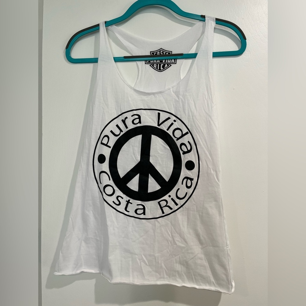 White Pura Vida Costa Rica Tank Top Size XS